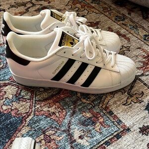Women 10 Adidas White and Black Sneakers